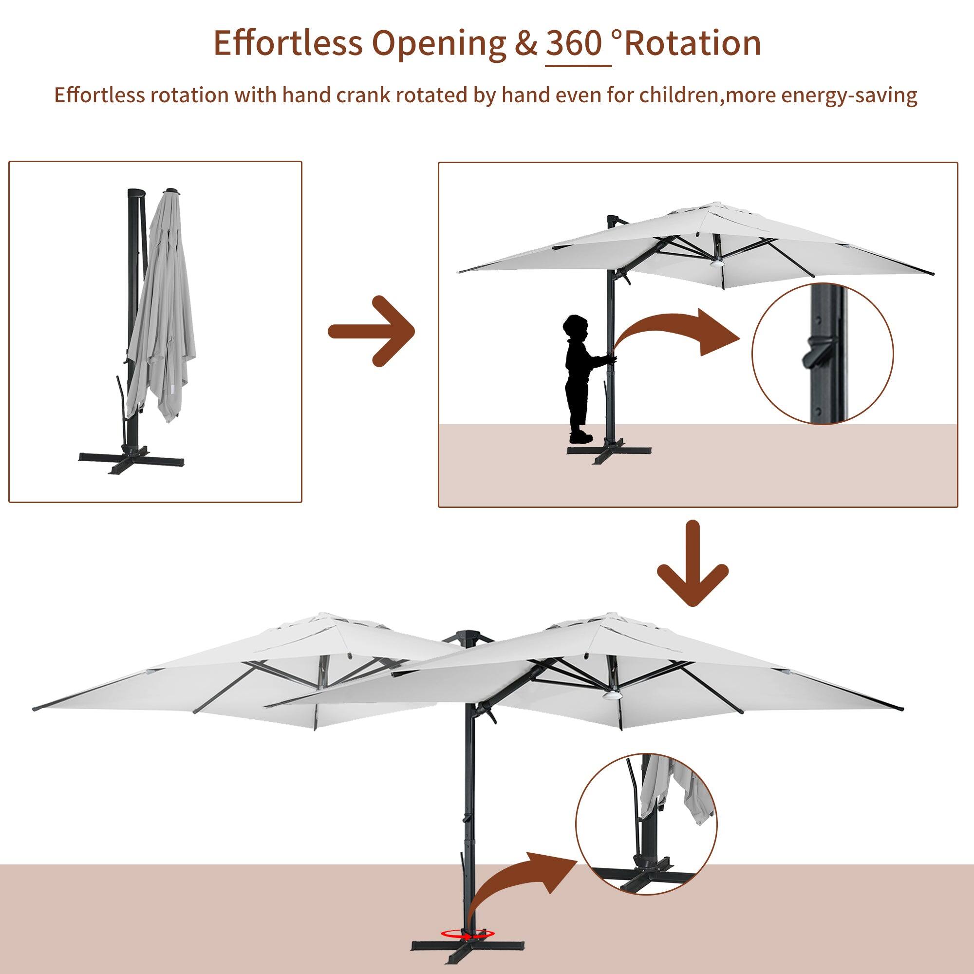 Effortless Opening & 360° Rotation

Effortless rotation with hand crank rotated by hand even for children, more energy-saving