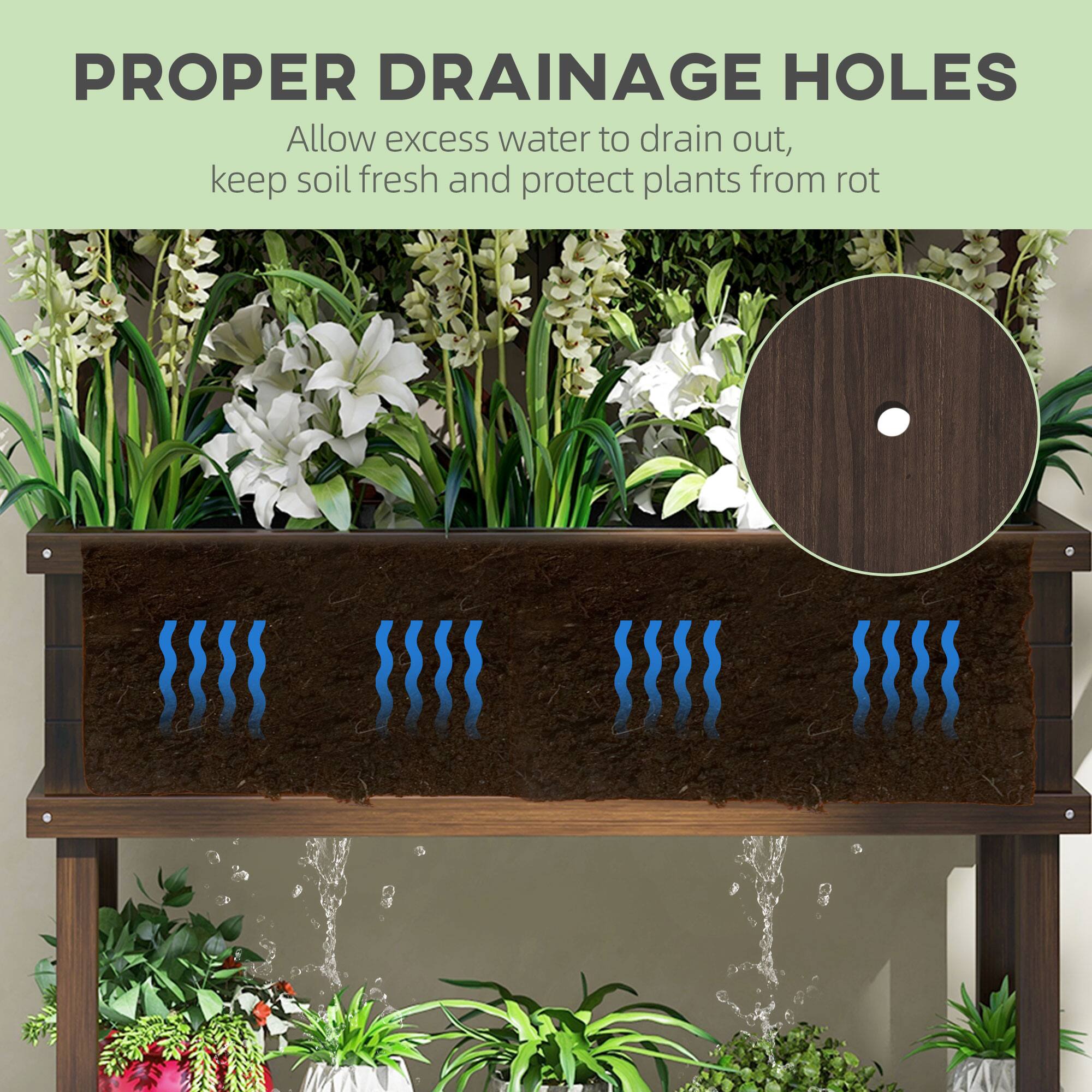 PROPER DRAINAGE HOLES

Allow excess water to drain out, keep soil fresh and protect plants from rot.