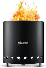Front. Campior - CAMPIOR Wood Fire Pit Stove – Smokeless, Black SS Outdoor Stove with Ash Pan, Stand & Bag for Camping & Gatherings - Graphite.