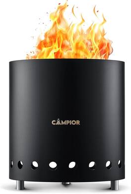 Campior - Wood Fire Pit Stove – Smokeless, Black SS Outdoor Stove with Ash Pan, Stand & Bag for Camping & Gatherings - Graphite