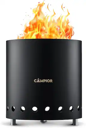 Front. Campior - CAMPIOR Wood Fire Pit Stove – Smokeless, Black SS Outdoor Stove with Ash Pan, Stand & Bag for Camping & Gatherings - Graphite.