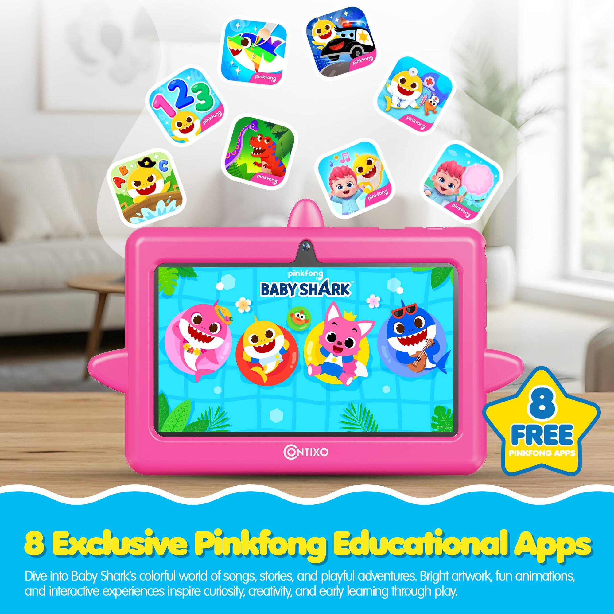 123 pinkfong pirating .. pinkfong gonkhing pinkfong piatung pinsturg pinkfong BABY SHARK NTIXO

8 FREE PINKFONG APPS

8 Exclusive Pinkfong Educational Apps

Dive into Baby Shark's colorful world of songs, stories, and playful adventures. Bright artwork, fun animations, and interactive experiences inspire curiosity, creativity, and early learning through play.