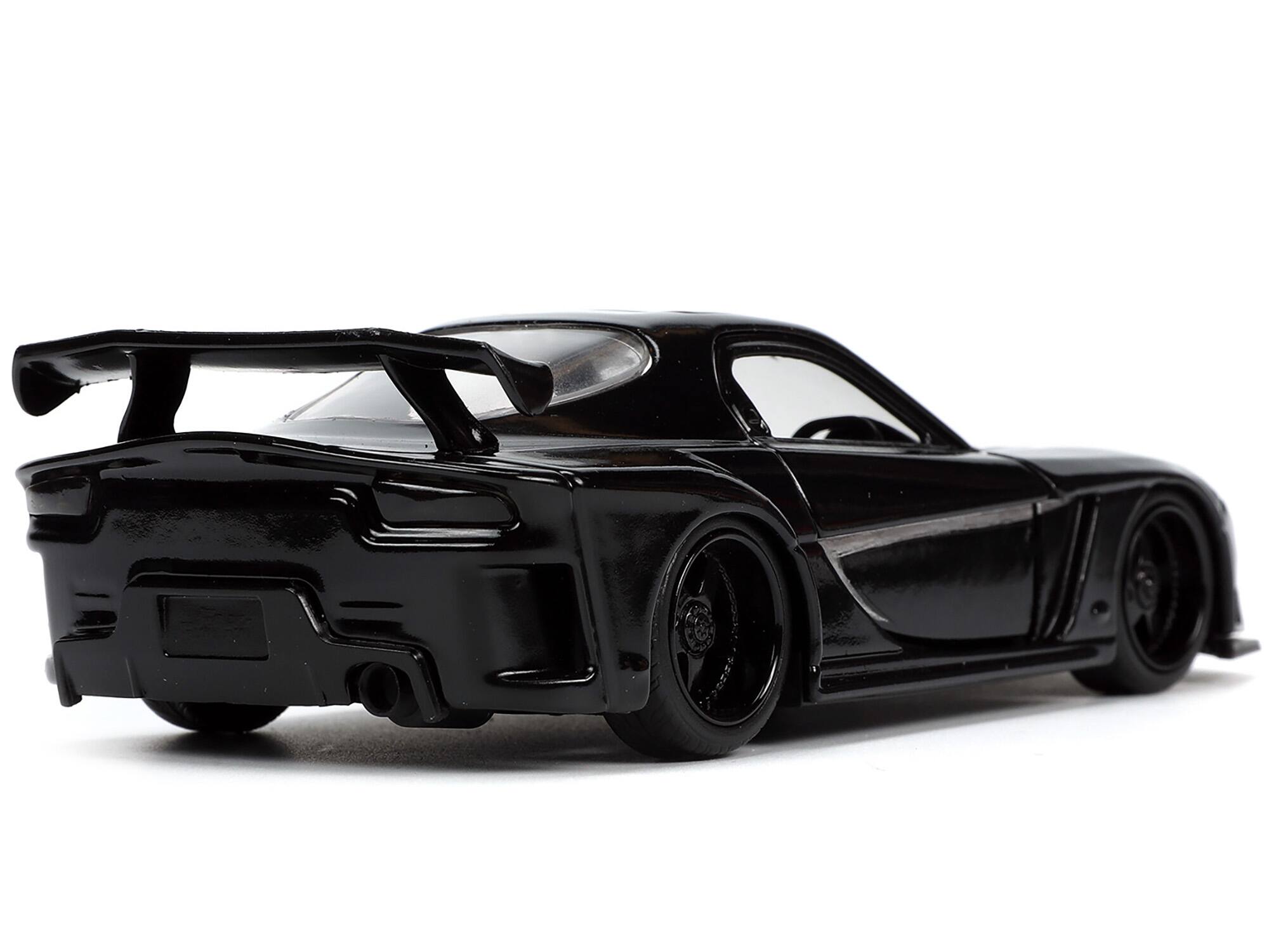 Alt View 5. Jada - 1995 Mazda RX-7 RHD Black & Black Panther Figure "The Avengers" "Hollywood Rides" Series 1/32 Model Car by Jada.