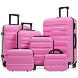 Chateau Abodes - 6-Piece Luggage Set, Lightweight Hardshell Suitcases with Dual Spinner Wheels, Carry-On & Checked Bags for Travel & Busi - Pink