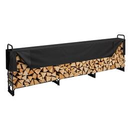 VEVOR - Firewood Rack with Waterproof Cover, 150 x 14 x 46 in Outdoor Firewood Holder, 660lb Weight Capacity - Black