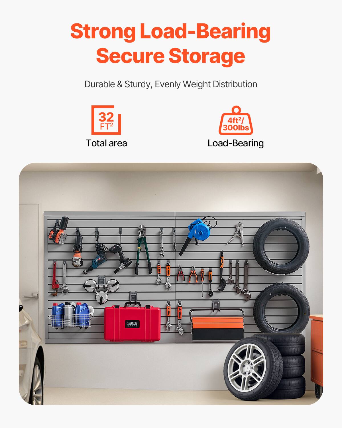 Strong Load-Bearing Secure Storage

Durable & Sturdy, Evenly Weight Distribution

32 FT² Total area

4ft²/300lbs Load-Bearing