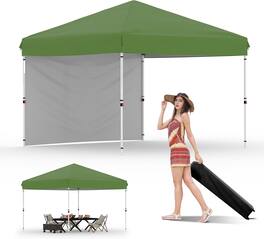 Acekool - 10x10 Pop-Up Canopy Tent, Heavy Duty Commercial Instant Shelter, One-Person Setup, Adjustable Height, Green