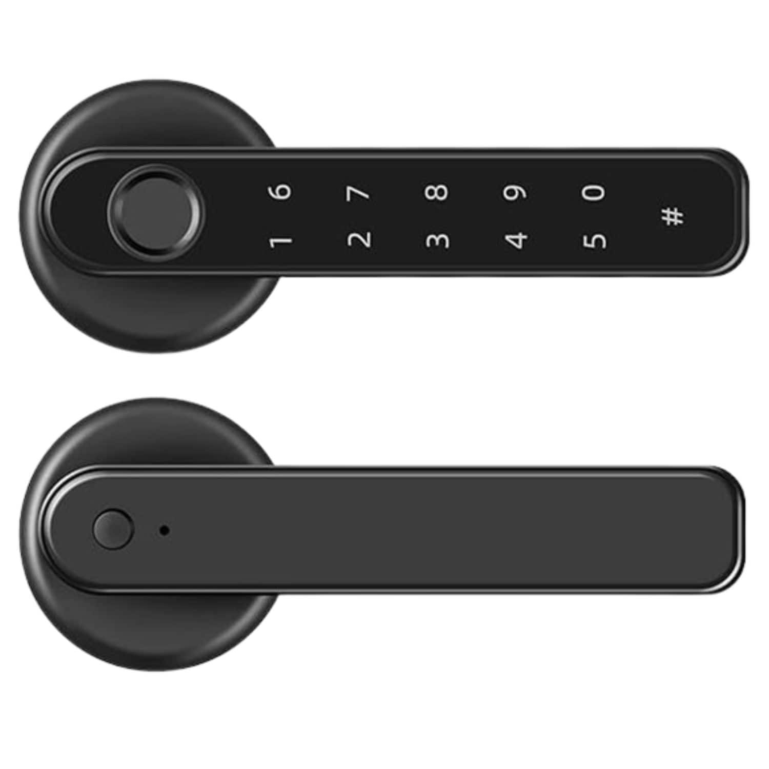 Stock Preferred - Smart Biometric Door Lock with Fingerprint, Keypad, and Key Access - Black