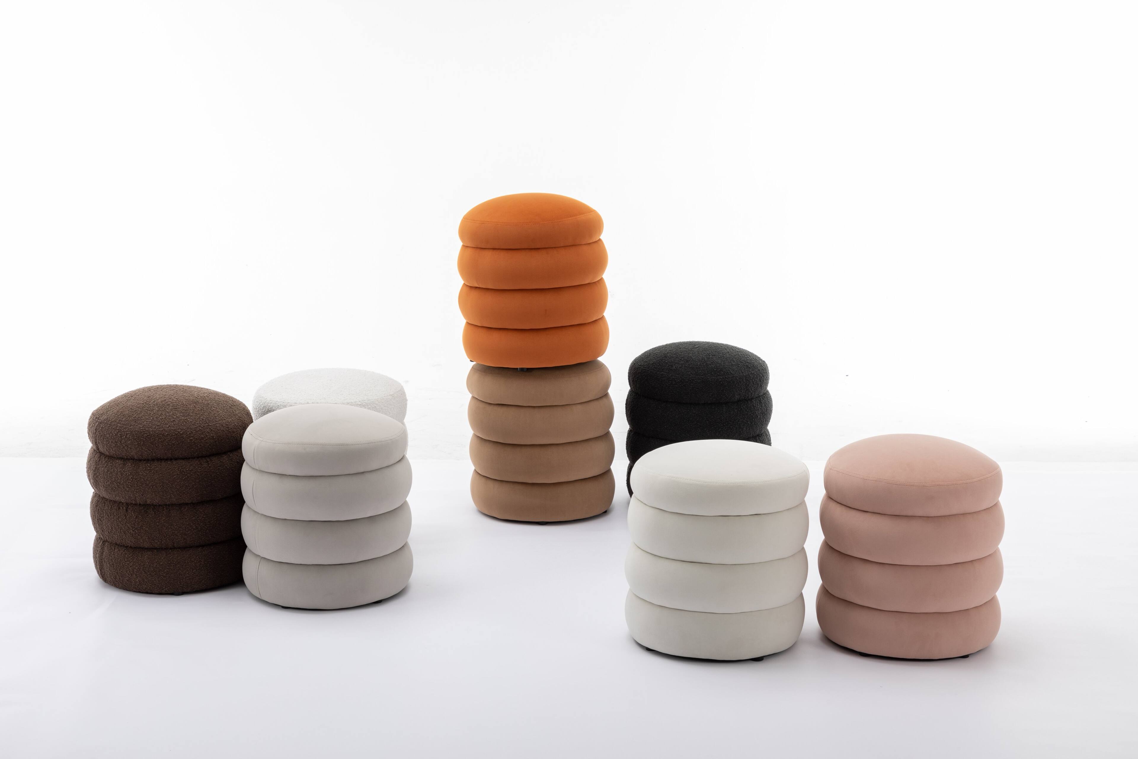 Alt View 5. GOODSILO - Soft Velvet Round Ottoman Footrest Stool with Wooden Frame for Living Room and Bedroom Comfortable Seating - Black.