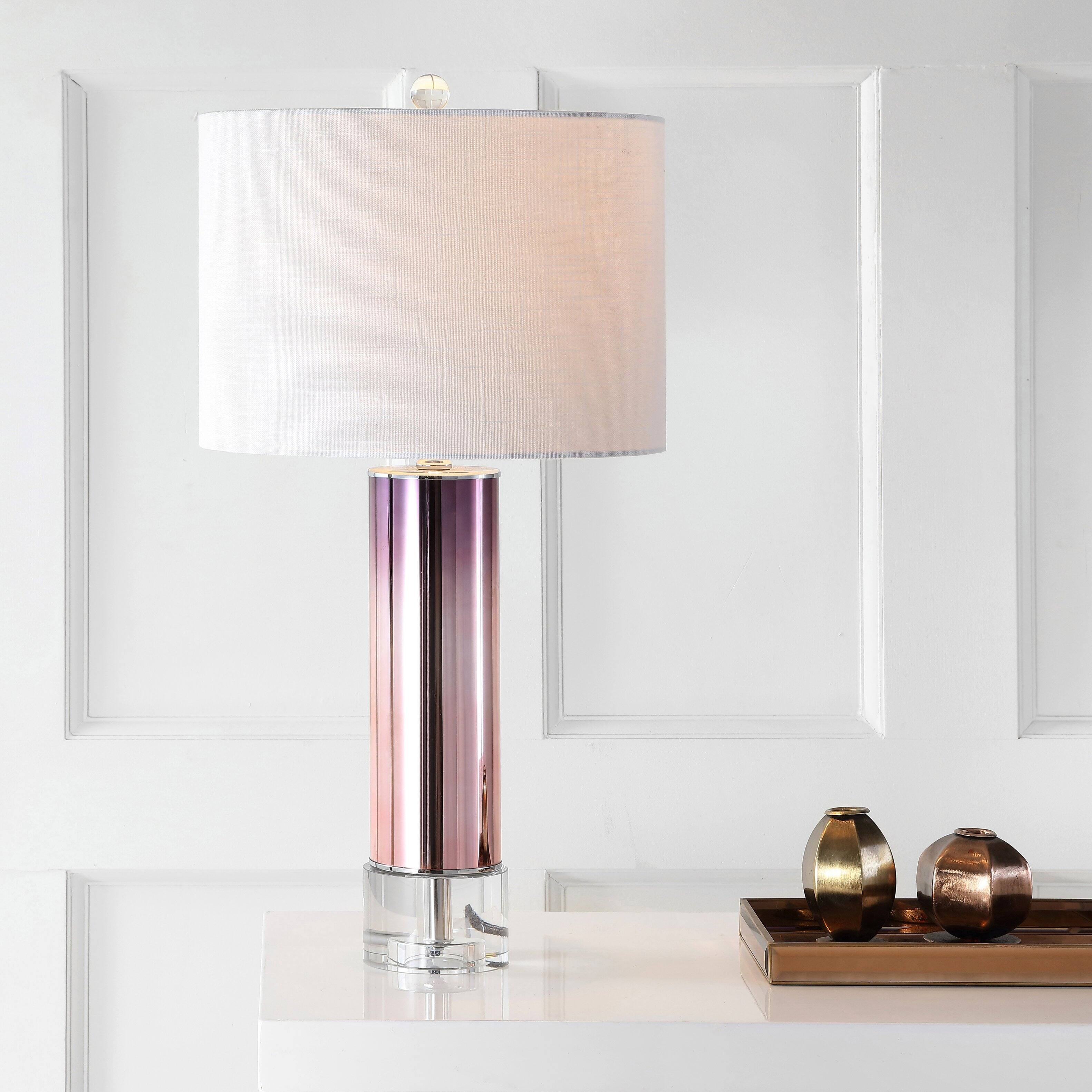 Alt View 1. Jonathan Y - Edward 27" Glass /Crystal LED Table Lamp, Rose Gold - Rose Gold.