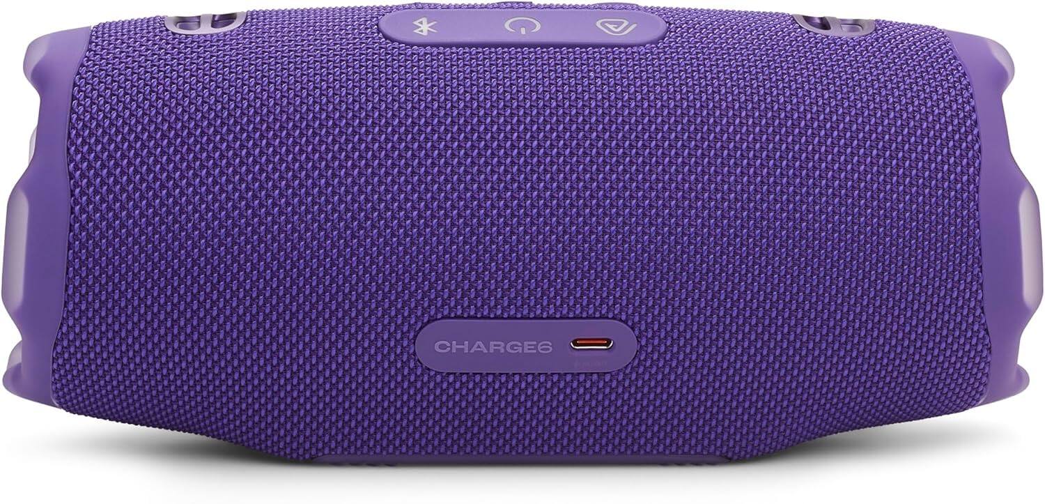 Alt View 1. JBL - Charge 6 Portable Waterproof Bluetooth Speaker with Carrying Case - Purple.