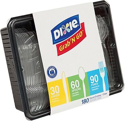 DIRIE Grab 'N Go  
30 KNIVES  
60 SPOONS  
90 FORKS  
180 CUTLERY COUNT  
Clear