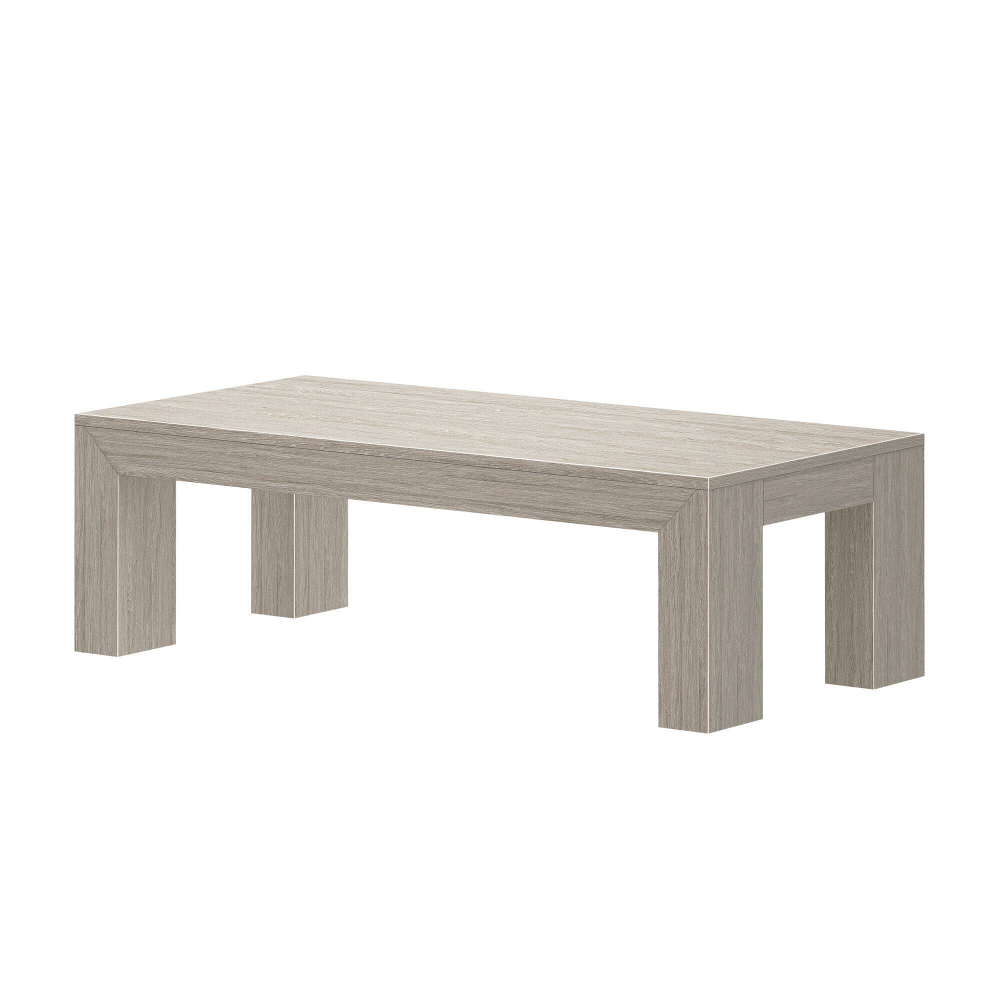 Alt View 2. Plank+Beam - Modern Rectangular Coffee Table (48in x 24in / 1220mm x 610mm), Seashell Wirebrush - Seashell Wirebrush.