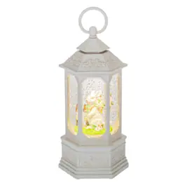 Ganz - LED Light Up Shimmer Bunny Rabbit Easter Lantern 10.25 Inch - White