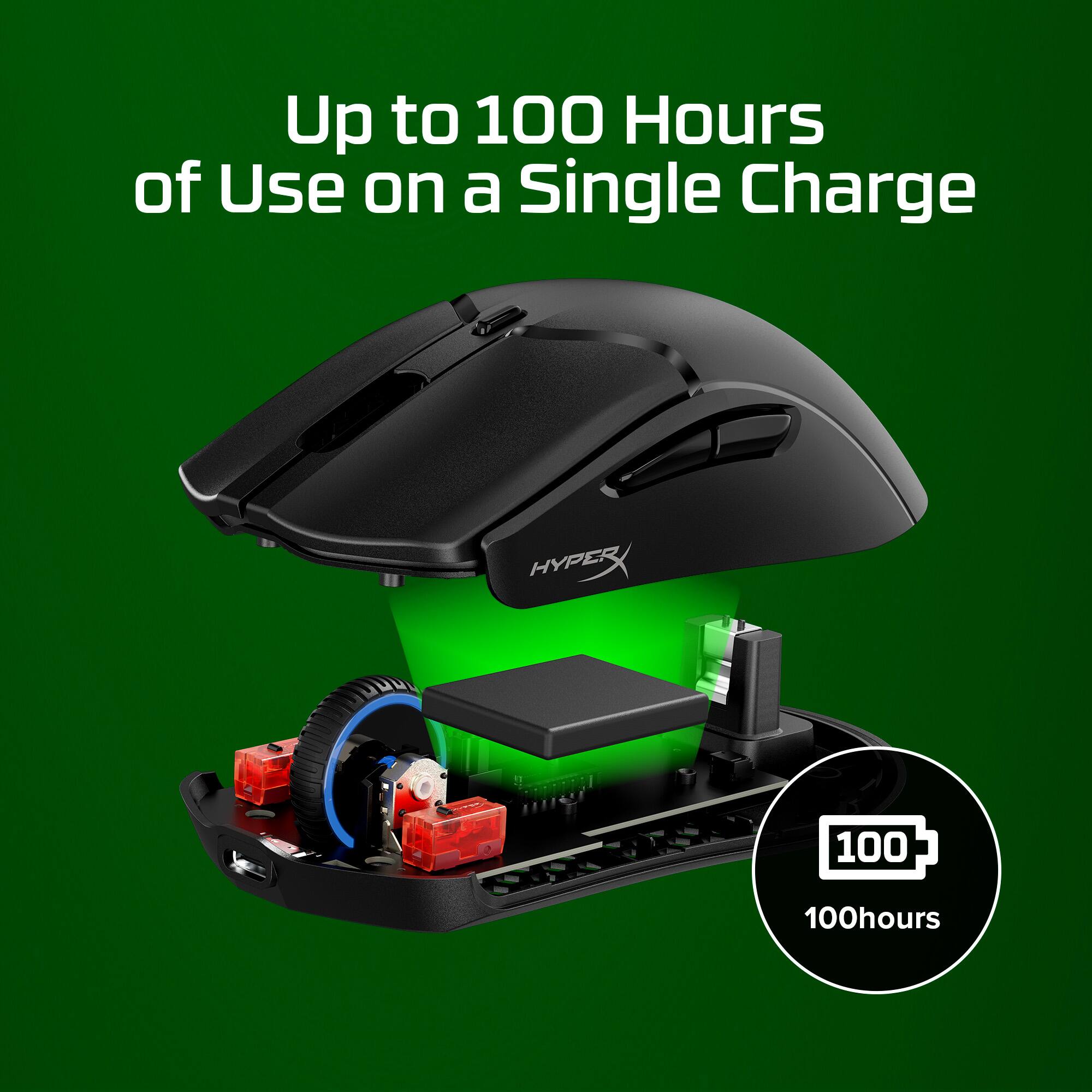 Up to 100 hours of use on a single charge.