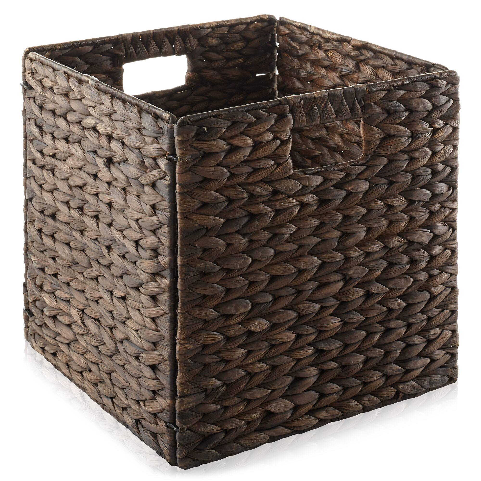 Alt View 2. Casafield - 12 x 12-in Water Hyacinth Storage Baskets - 4 Pack - Espresso.