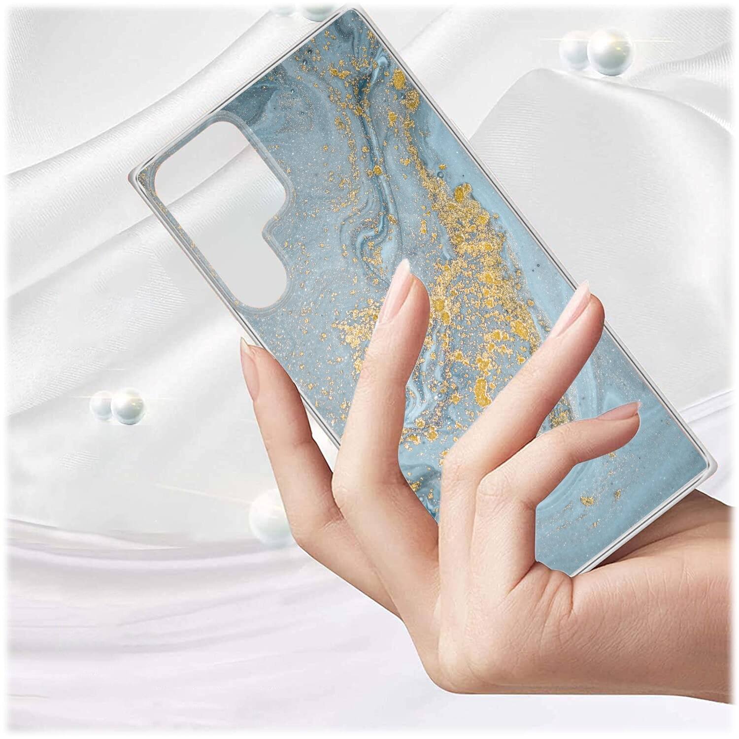 Alt View 12. SaharaCase - Marble Series Case for Samsung Galaxy S22 Ultra 5G - Blue Marble.