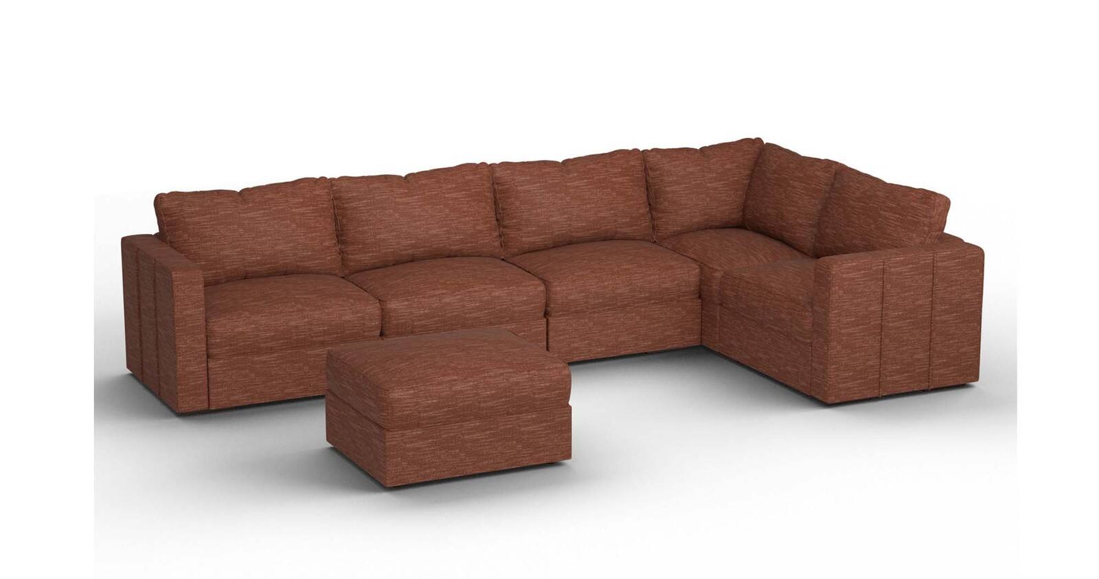 Front. Lovesac - 6 Seats + 8 Sides Terracotta Rained Chenille & Lovesoft - Terracotta.