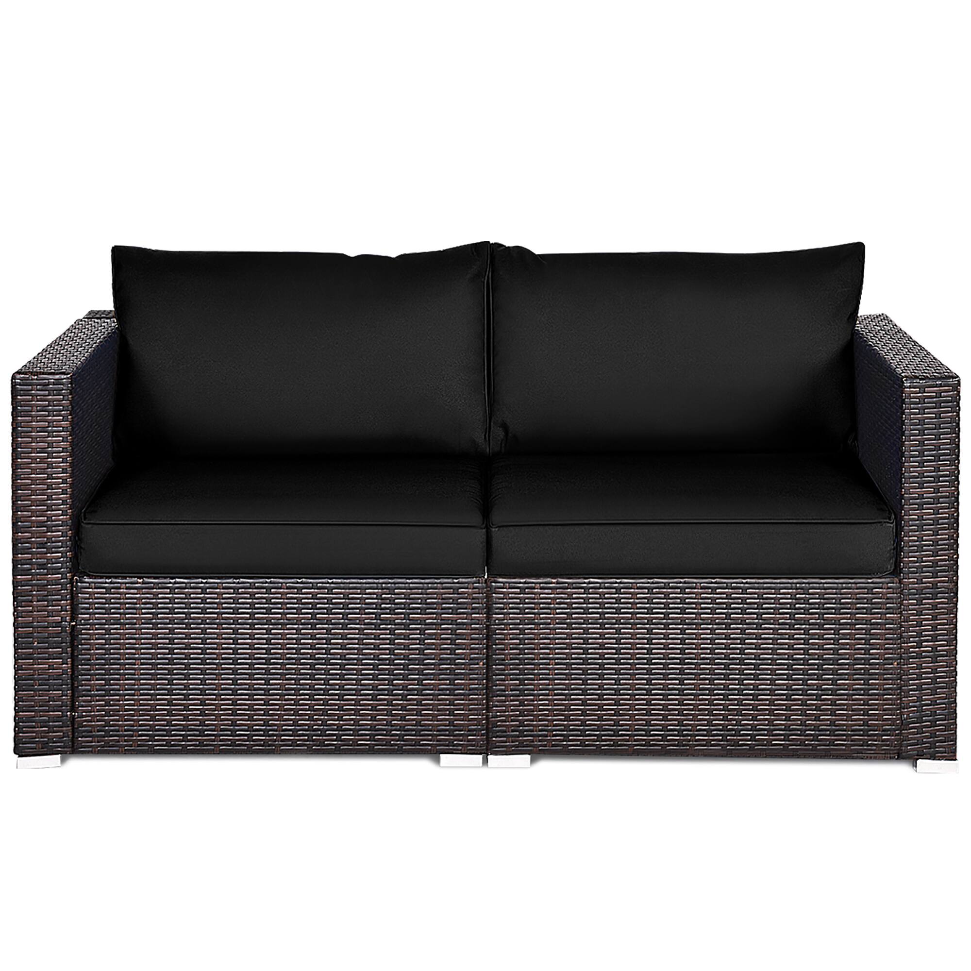 Costway - 2PCS Patio Rattan Corner Sofa Sectional Furniture Set Cushion - Black price history on PriceWatchPro