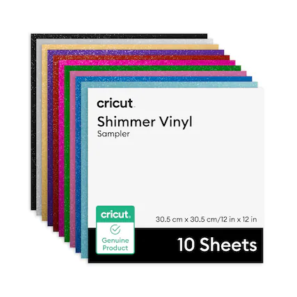 cricut.
Shimmer Vinyl Sampler
30.5 cm x 30.5 cm / 12 in x 12 in
10 Sheets
Genuine Product