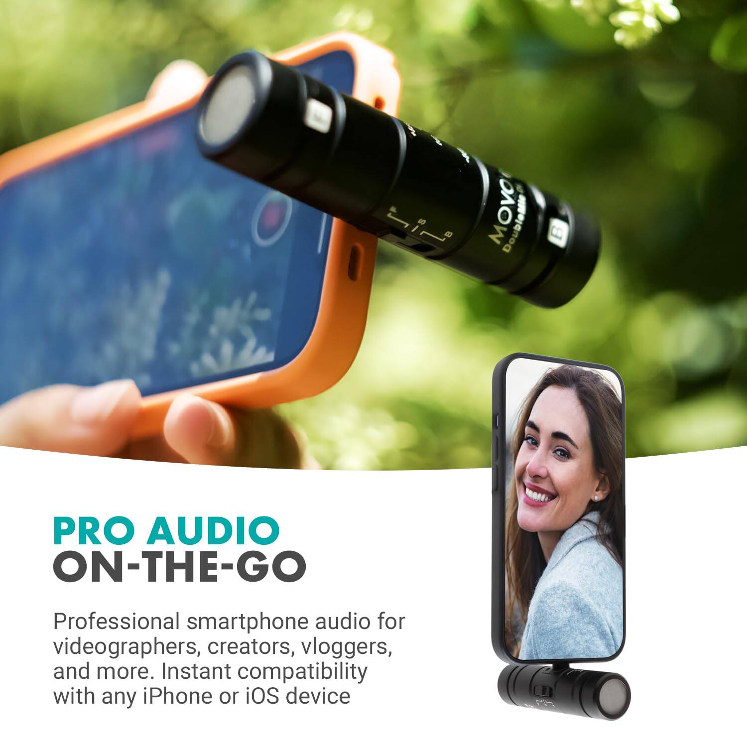 PRO AUDIO ON-THE-GO

Professional smartphone audio for videographers, creators, vloggers, and more. Instant compatibility with any iPhone or iOS device