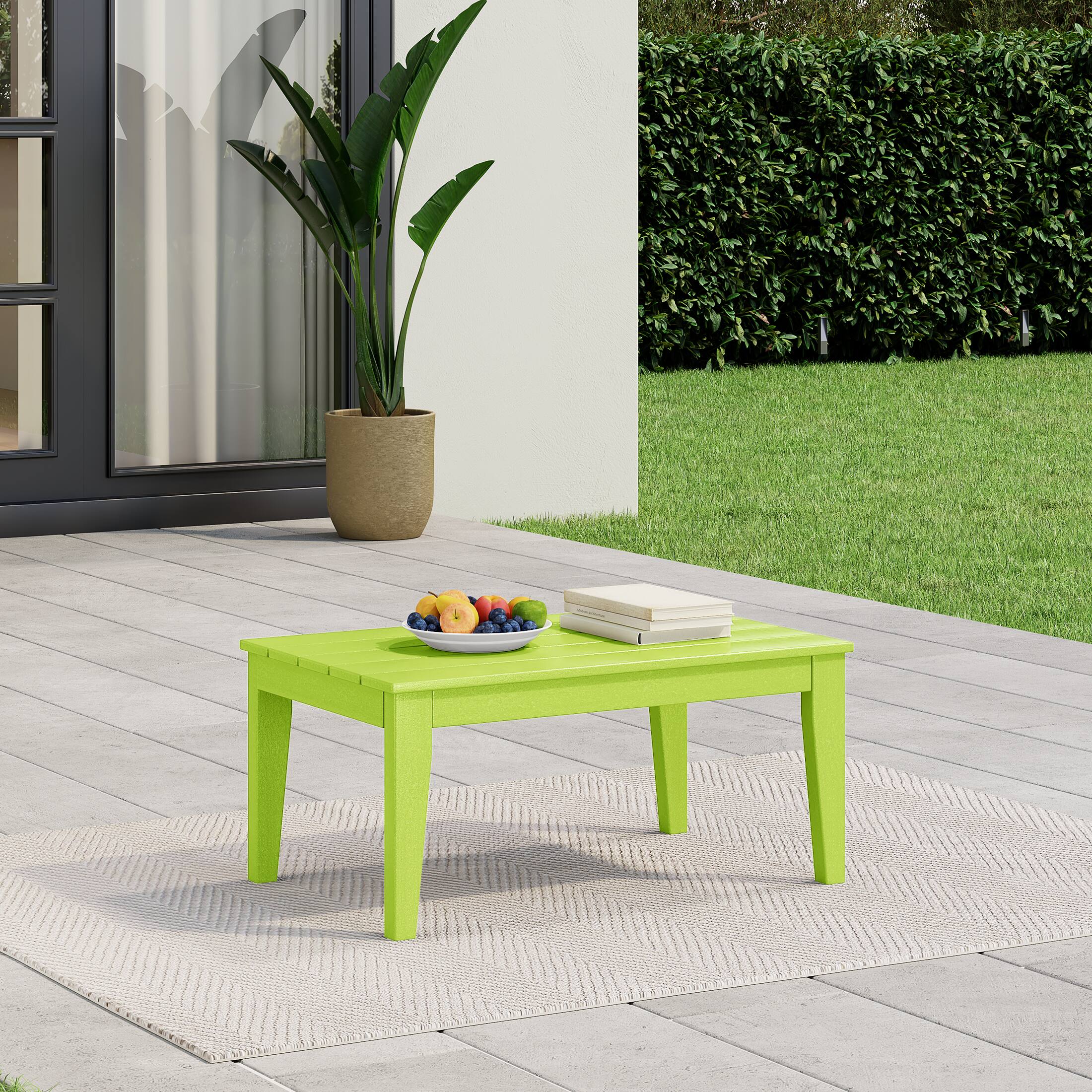 Angle. WestinTrends - WestinTrends Malibu Low Outdoor HDPE Patio Rectangle Coffee Table - Lime.
