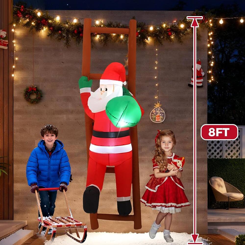 Alt View 2. MOSZAR LLC - nflatable Santa on Ladder - red.