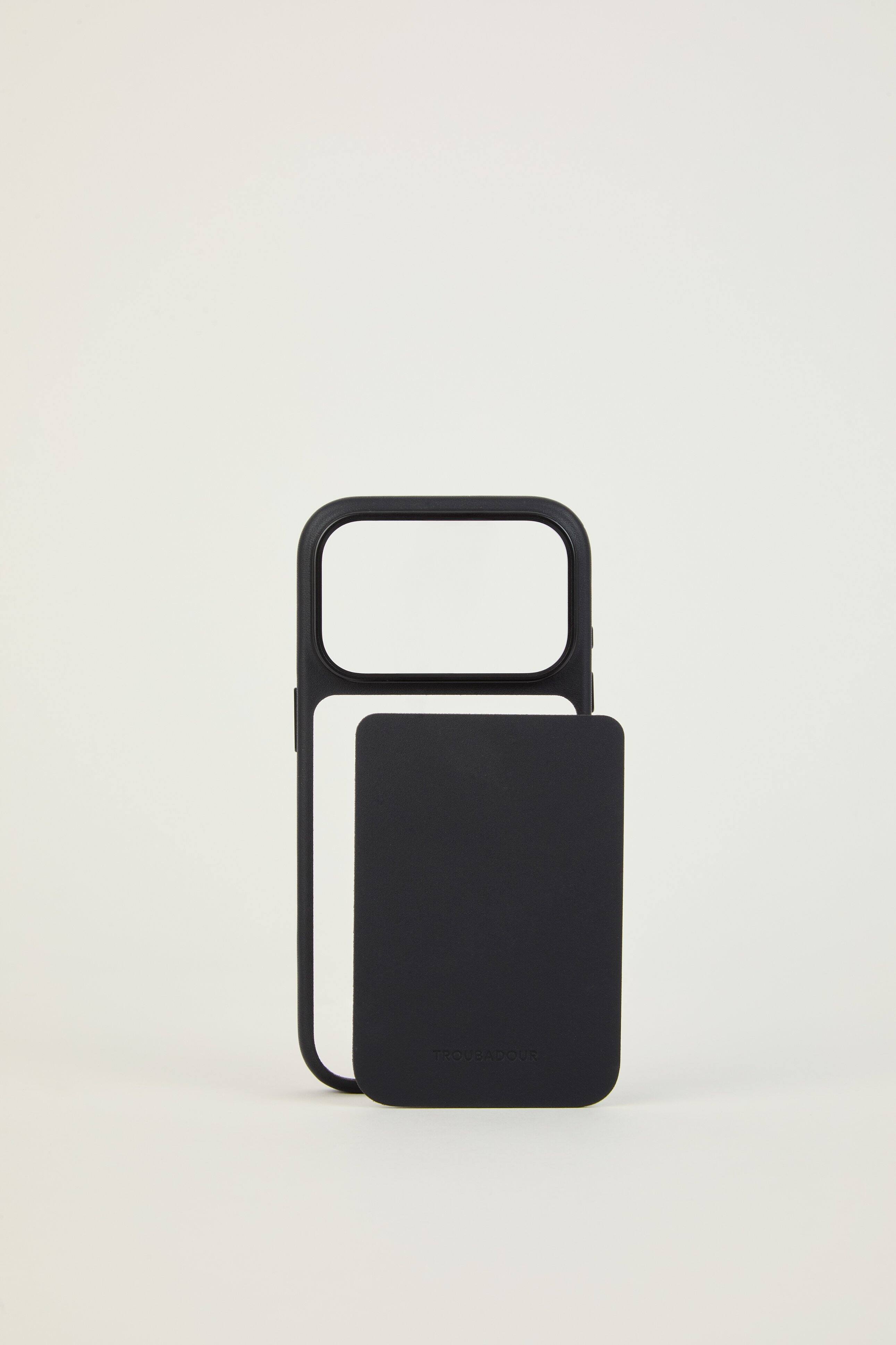 Left. Troubadour - iPhone 18 Pro Modular Leather Case - Black.
