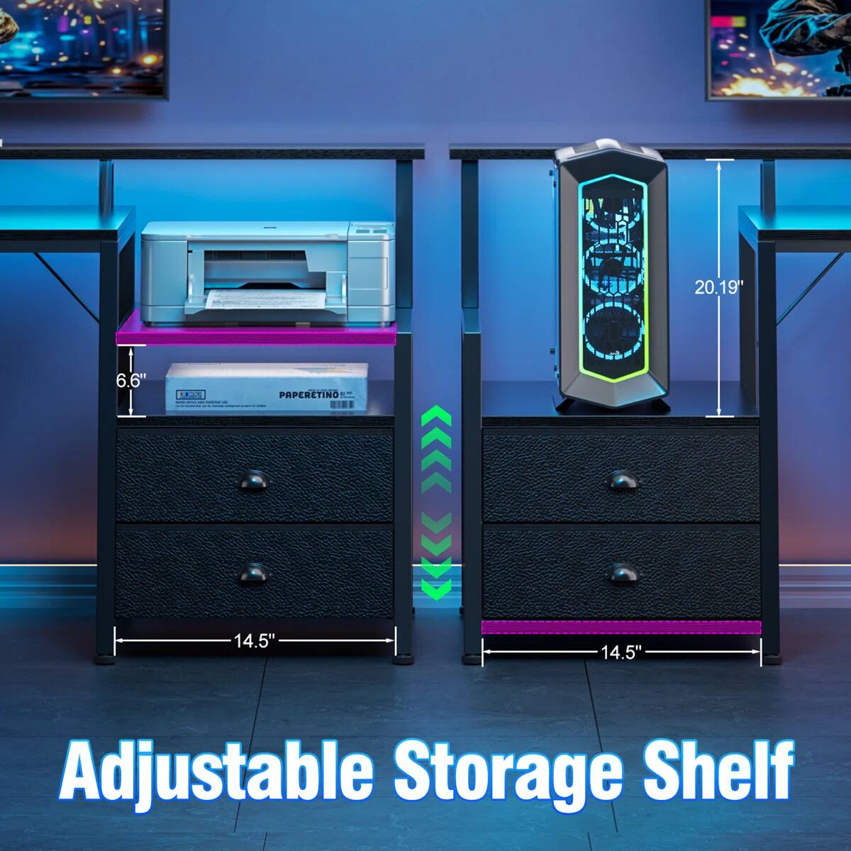 20.19" 6.6" 1. PAPERETINO | - 14.5" >>>> <<< 14.5" Adjustable Storage Shelf