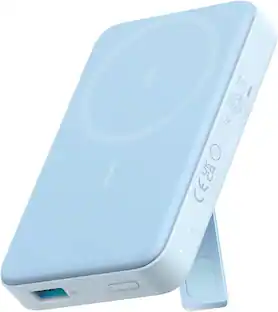 Front. Anker - 633 Magnetic Battery, 10,000mAh Foldable Wireless Portable Charger, 20W USB-C Power Delivery Power Bank with Stand - Blue.