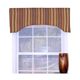 RLF Home - Daria Stripe Corded Arch 100% Cotton with Fully Lined 3" Rod Pocket Valnance for Windows 50" x 17" - Saddle