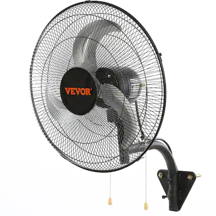Front. VEVOR - Wall Mount Fan, 18 Inch, 3-speed High Velocity Max. 4000 CFM Oscillating Industrial Wall Fan, Commercial or Residential - Black,Silver.