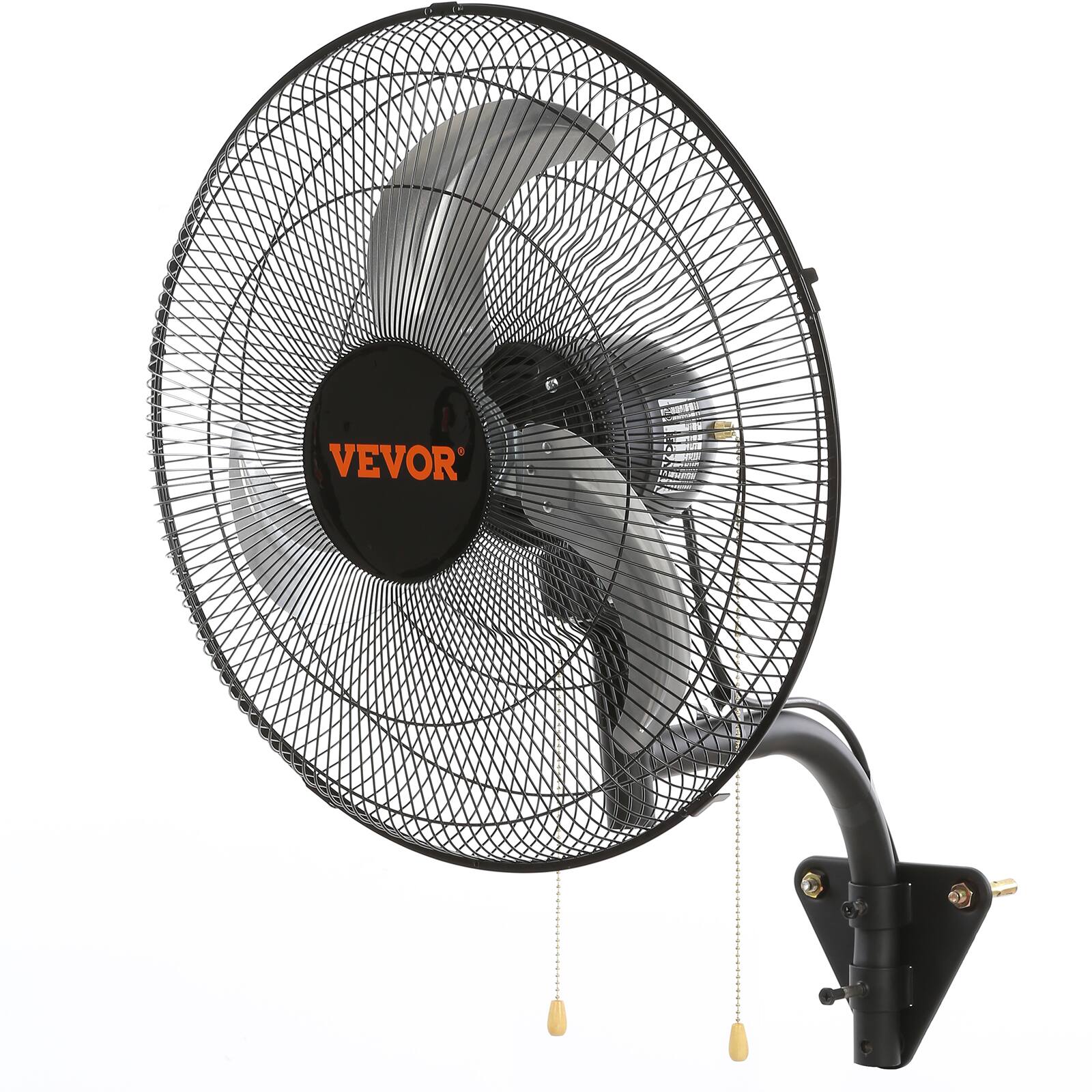 Front. VEVOR - Wall Mount Fan, 18 Inch, 3-speed High Velocity Max. 4000 CFM Oscillating Industrial Wall Fan, Commercial or Residential - Black,Silver.
