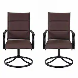 Costway - Padded Patio Swivel Chairs Set of 2, Ergonomic Outdoor Dining Chairs with High Back - Brown