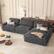 Angle. Dyonery - Dyonery 119" L Shaped Couch Modular Sectional Sleeper Sofa, CHENILLE Fabric, , Tool-Free Assembly,Gray - Gray.