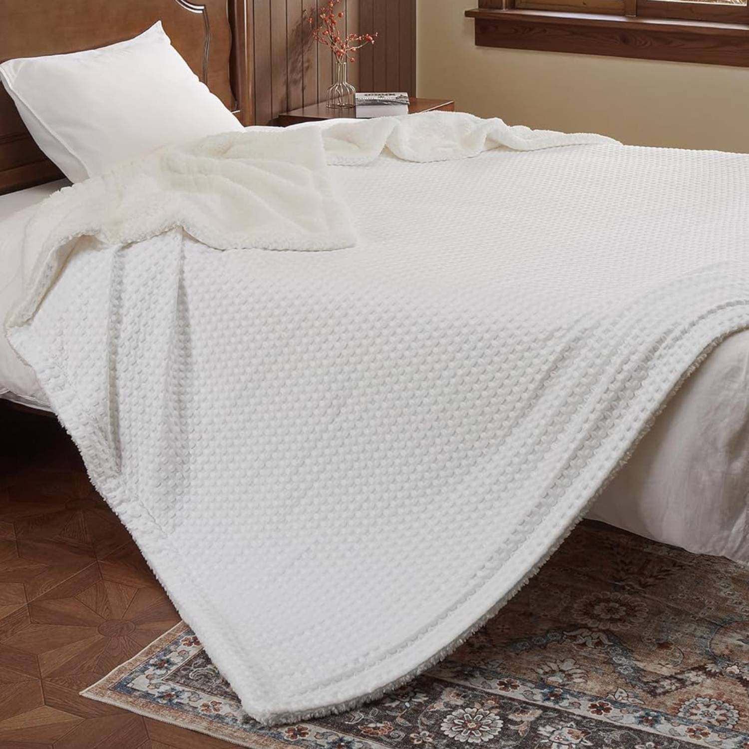 Front. Acekool - 84"x90" Heated Electric Blanket with LCD Dual Controller, White - White.