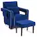Front. Costway - Modern Berber Fleece Sofa Chair with Ottoman and Waist Pillow - Deep Sapphire Blue.