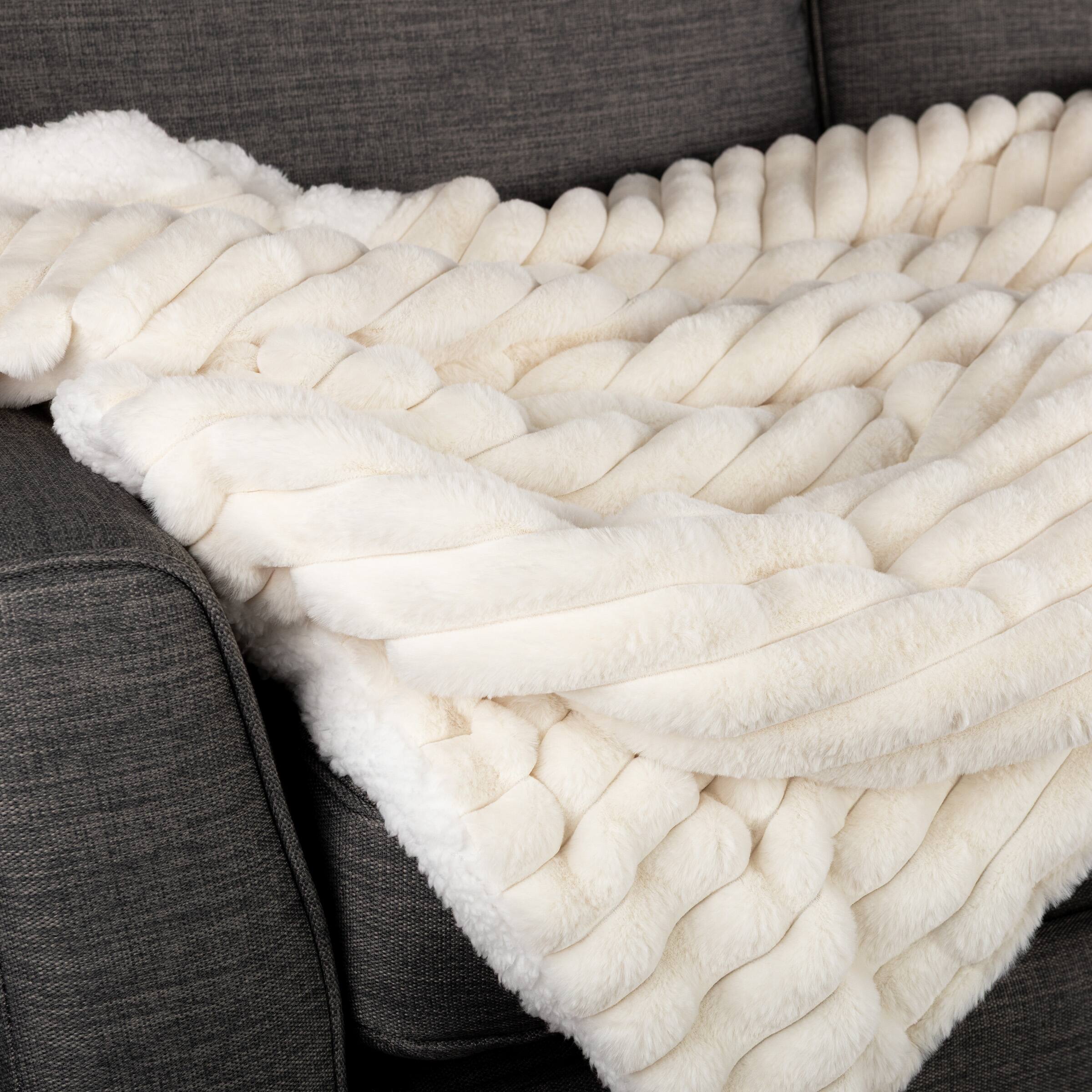 Alt View 1. Lavish Home - 60x70in Faux Fur Throw Blanket - Ivory.