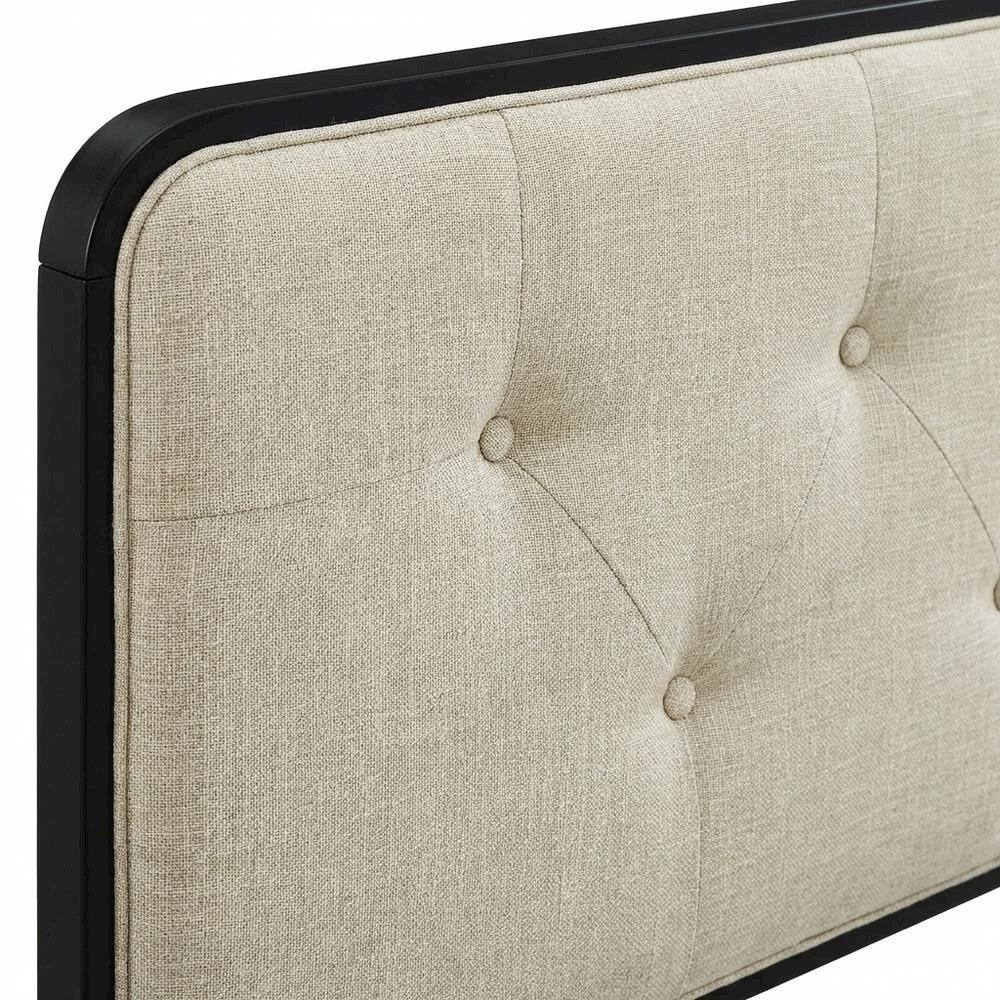 Back. FurniFact - Tufted Fabric Queen Headboard with Wood Frame and Classic Design - Black.