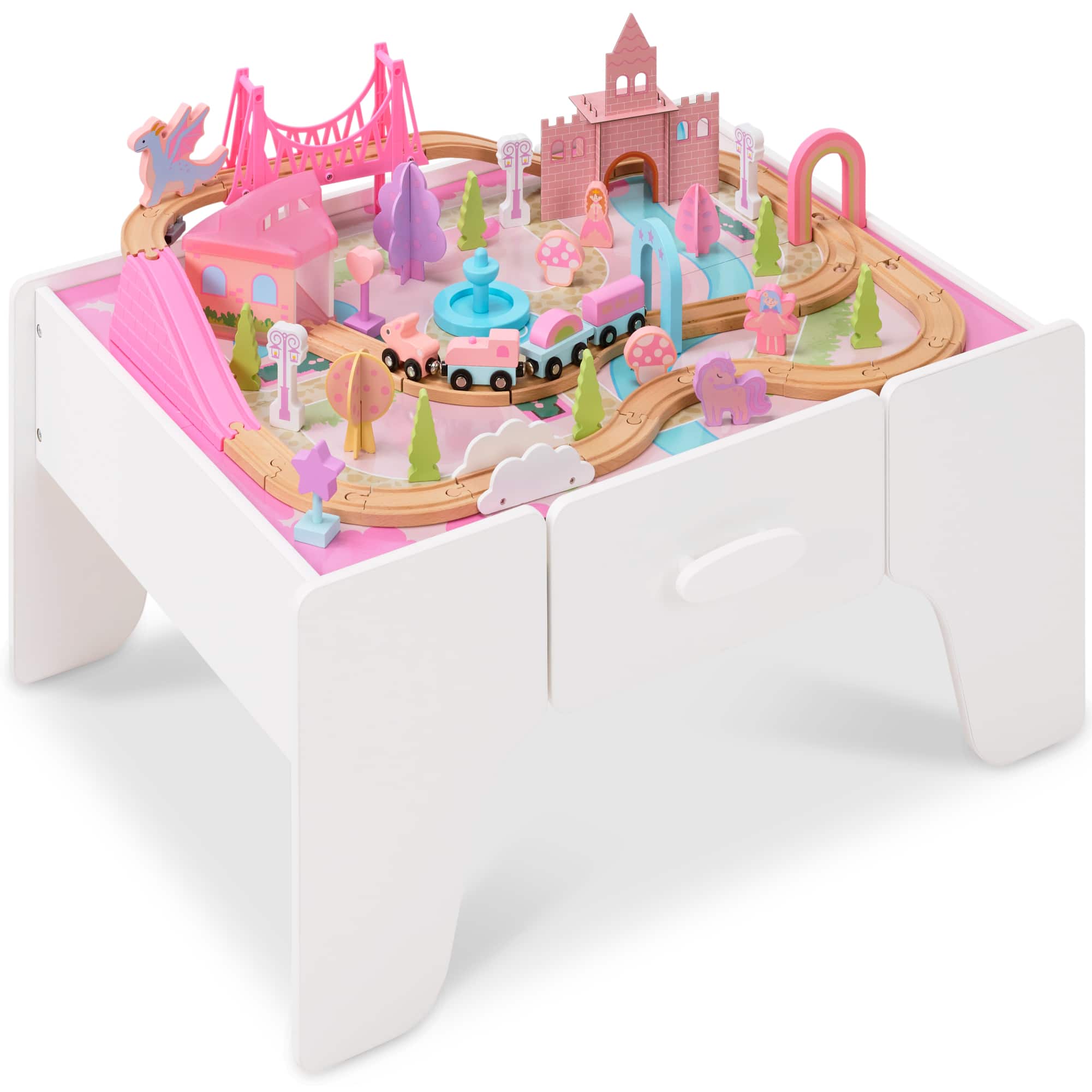 Best Choice Products - Train Table for Toddlers, 32-Inch Activity Table with Storage Drawer, 56-Piece Train Set - Princess price history on PriceWatchPro
