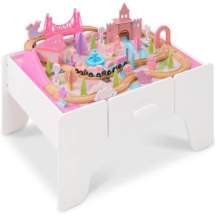 Front. Best Choice Products - Best Choice Products Princess Train Table for Toddlers, 32-Inch Activity Table with Storage Drawer, 56-Piece Train Set - Princess.