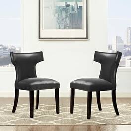 Curve Vinyl Dining Chair Set of 2 by Modway - Black