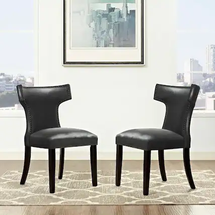 Front. Modway - Curve Vinyl Dining Chair Set of 2 by Modway - Black.