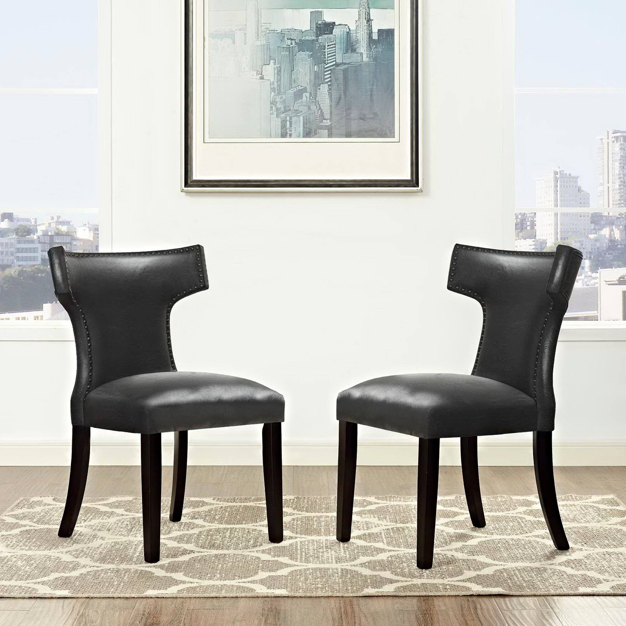 Front. Modway - Curve Vinyl Dining Chair Set of 2 by Modway - Black.