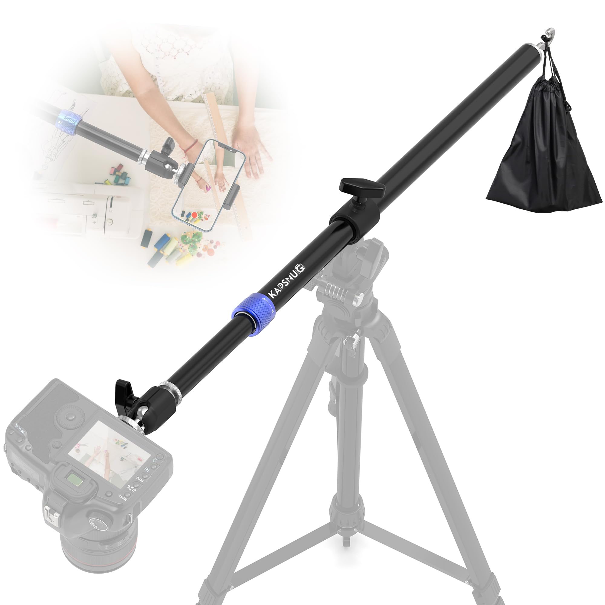 Front. METALTON - 8 Overhead Tripod Extension Arm W Ball Head Aluminum Horizontal Center Column For Phone Camera Retractable ... - Default.