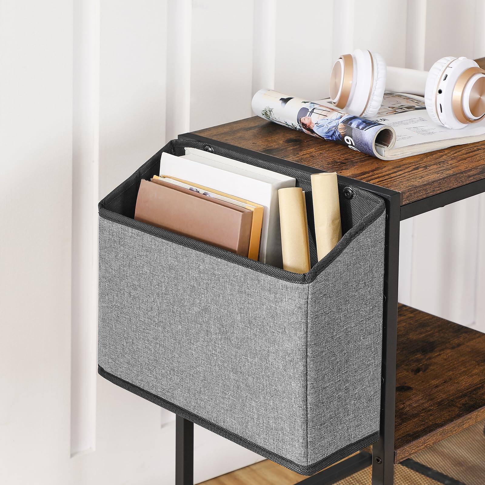 Alt View 2. Dazzling Pops - Printer Stand with Storage Bag, 3-Tier Mobile Under Desk Printer Cart with Wheels, Wood Rolling Printer Tab... - Black.