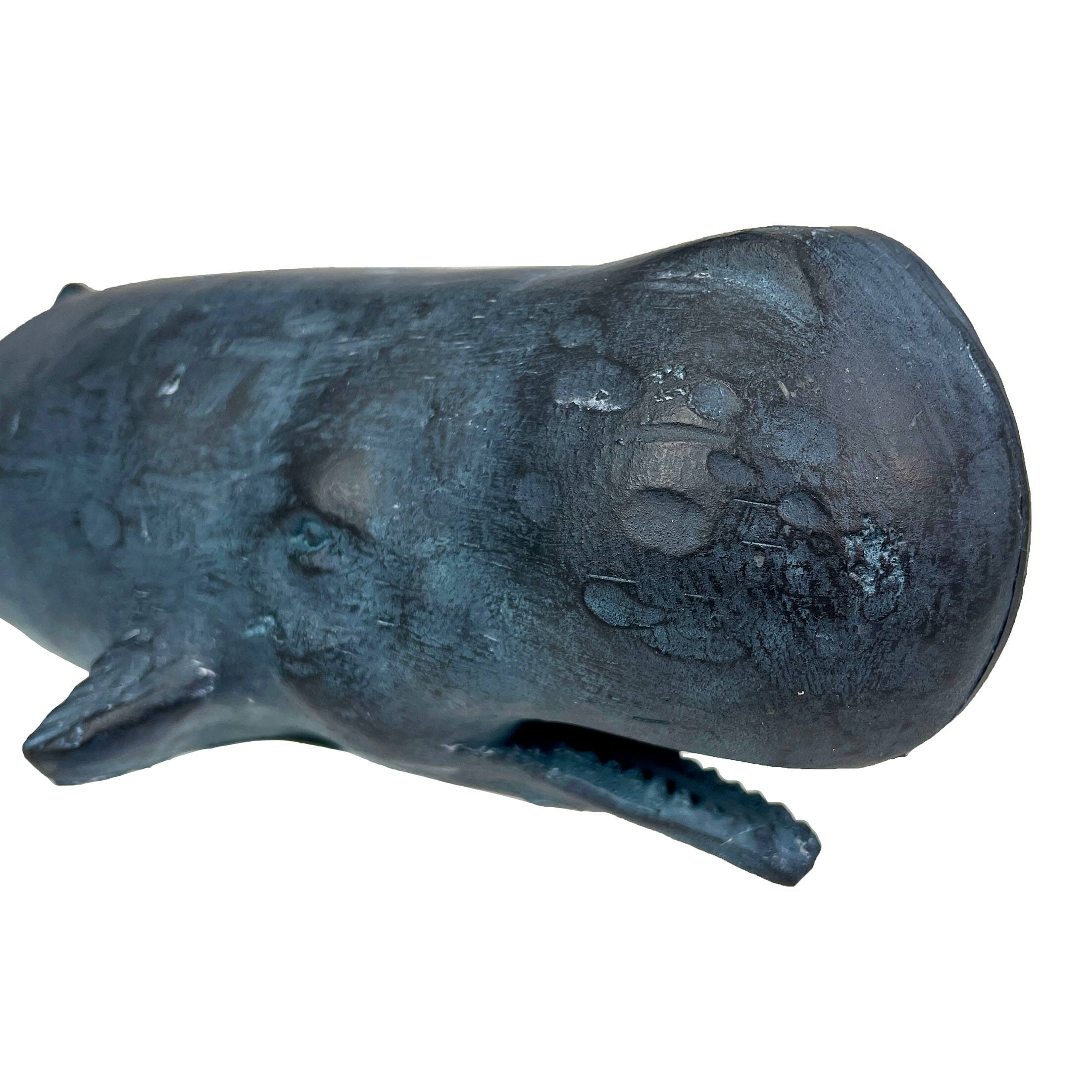 Alt View 2. Chesapeake Bay - Sperm Whale Statue 15in Hand-Painted Resin Ocean Marine Decor Coastal Sculpture - Blue.