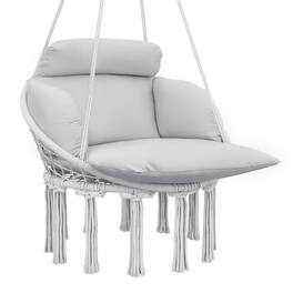 Outsunny - Swing Chair, Macrame Hanging Chair with Large Cushion, Chain - Gray