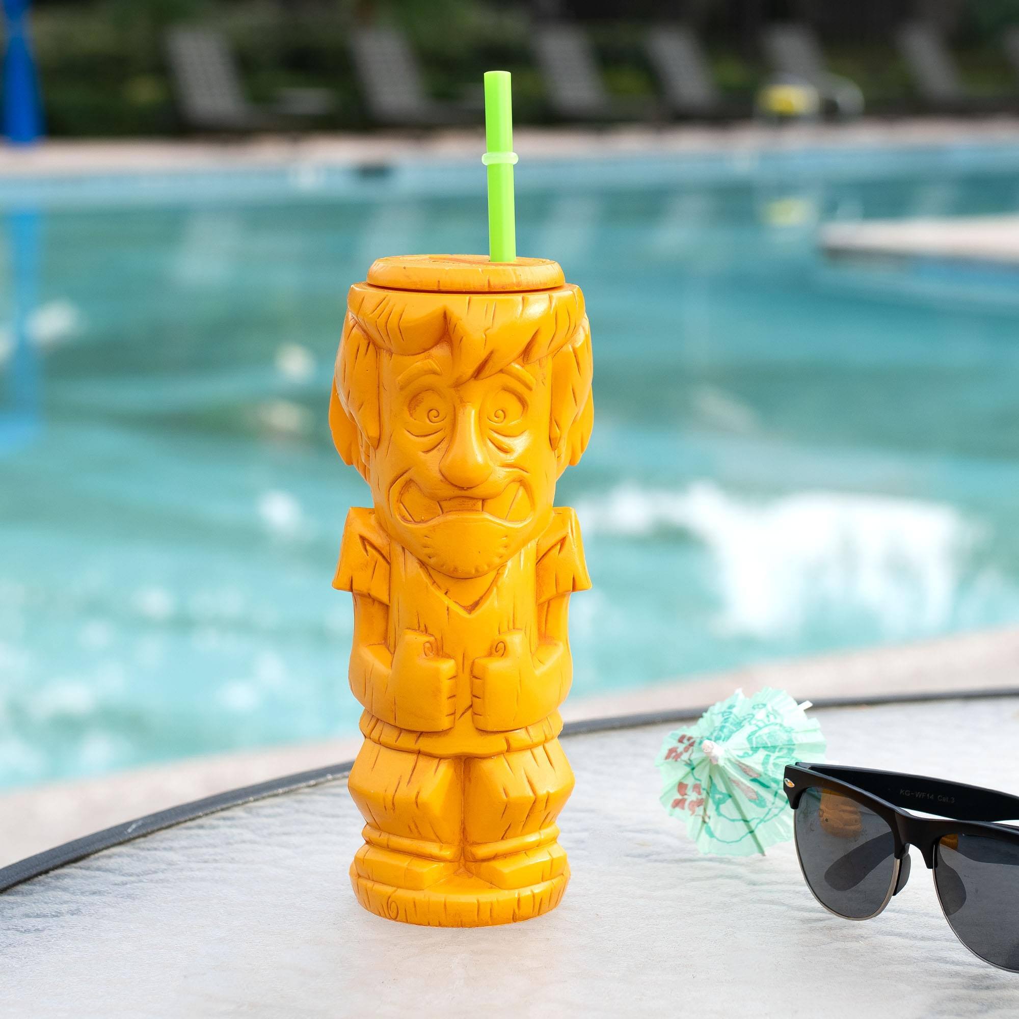 Alt View 3. ThinkGeek - Geeki Tikis Scooby-Doo Shaggy Plastic Tumbler with Straw | Holds 20 Ounces - Yellow.