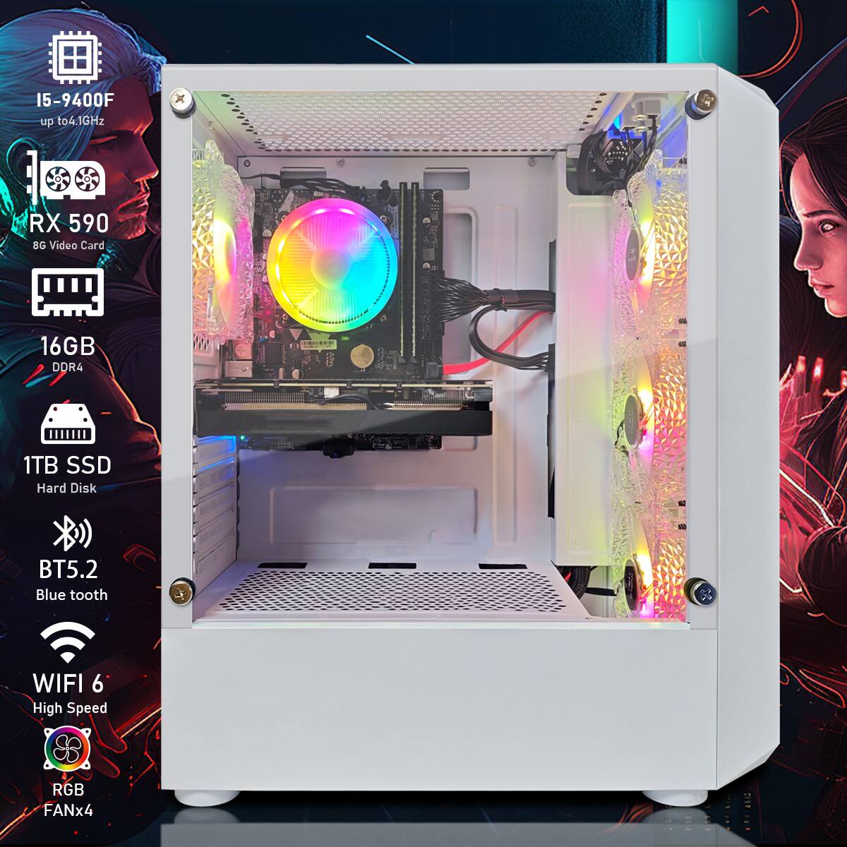 STGAubron Gaming PC Computer Desktop, Intel Core i5 9400F up to